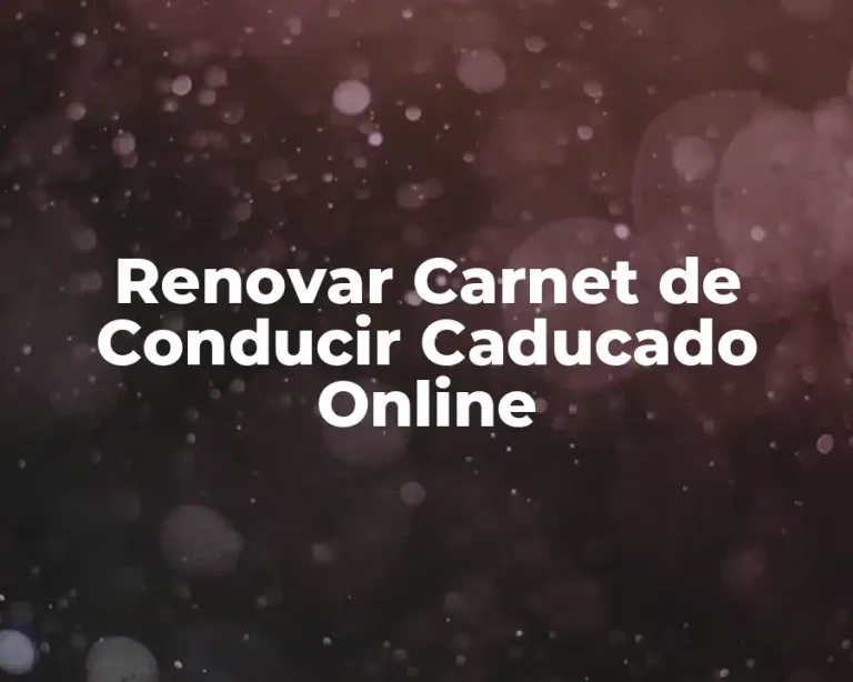 Renovar Carnet de Conducir Caducado Online