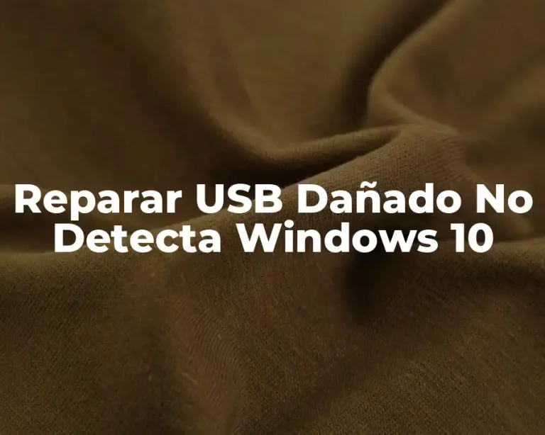 Reparar USB Dañado No Detecta Windows 10