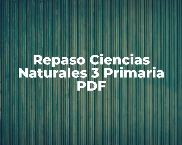 Repaso Ciencias Naturales 3 Primaria PDF