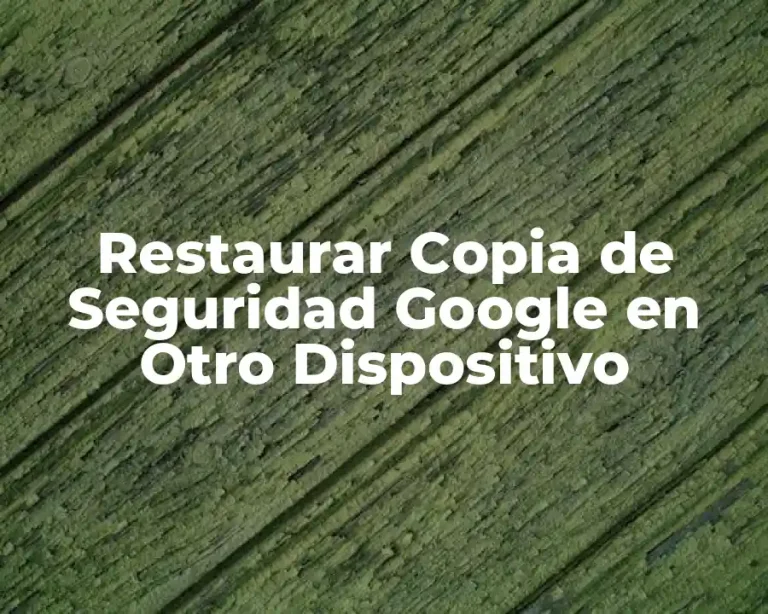 Restaurar Copia de Seguridad Google en Otro Dispositivo
