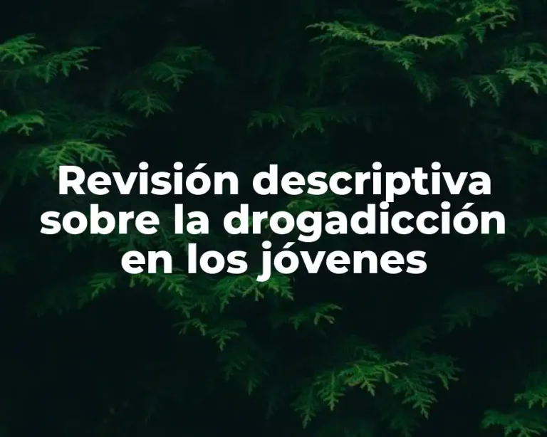 Revisión descriptiva sobre la drogadicción en los jóvenes