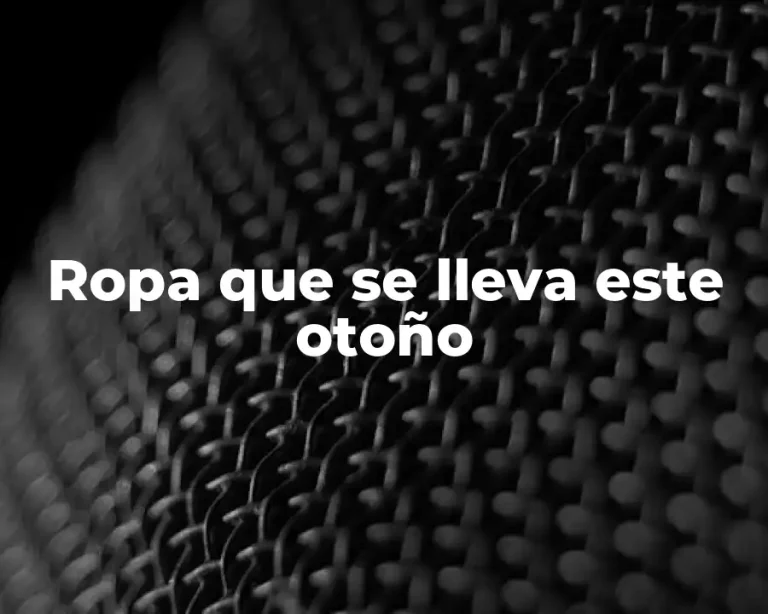 Ropa que se lleva este otoño