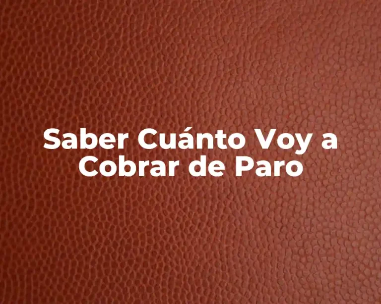 Saber Cuánto Voy a Cobrar de Paro