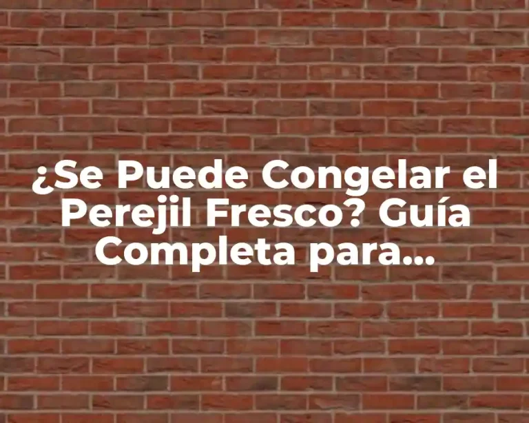 ¿Se Puede Congelar el Perejil Fresco? Guía Completa para Conservar Perejil
