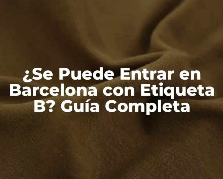 ¿Se Puede Entrar en Barcelona con Etiqueta B? Guía Completa