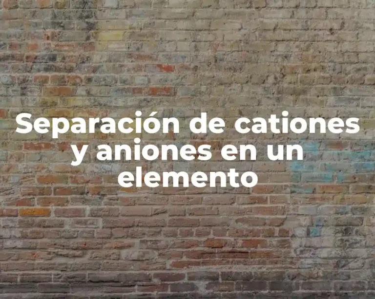 Separación de cationes y aniones en un elemento