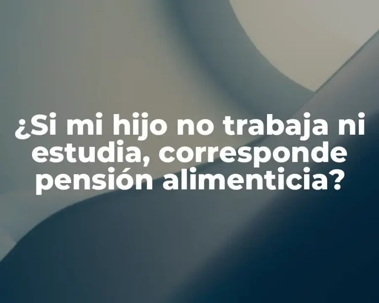 ¿Si mi hijo no trabaja ni estudia, corresponde pensión alimenticia?