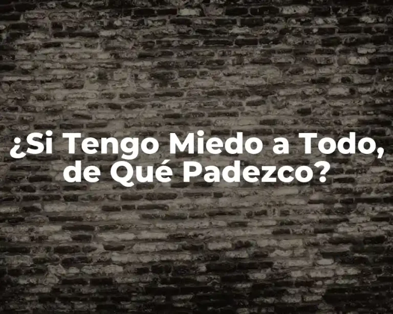 ¿Si Tengo Miedo a Todo, de Qué Padezco?