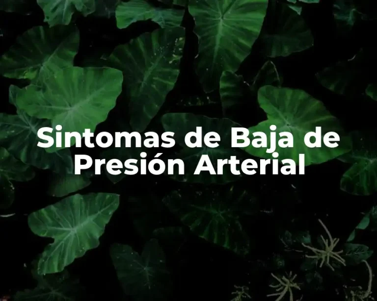 Sintomas de Baja de Presión Arterial