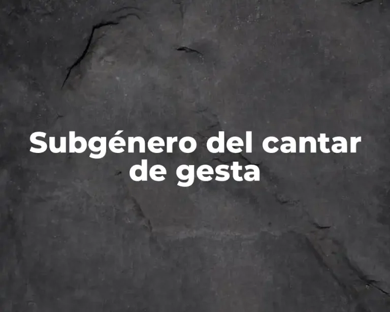 Subgénero del cantar de gesta