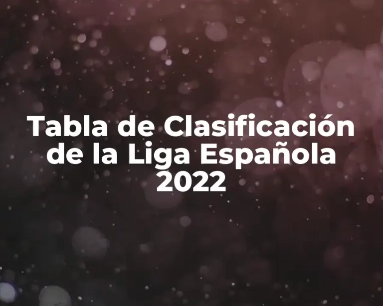 Tabla de Clasificación de la Liga Española 2022