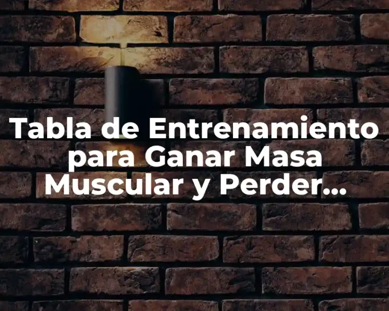 Tabla de Entrenamiento para Ganar Masa Muscular y Perder Grasa