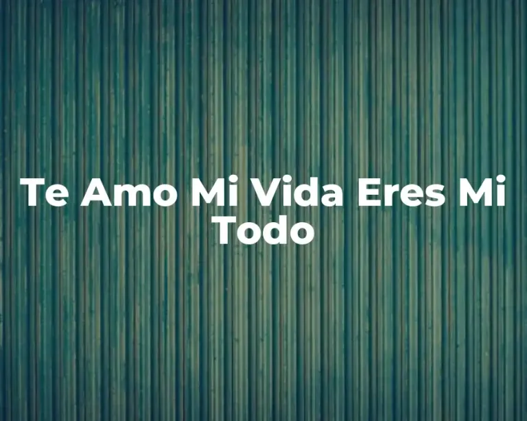 Te Amo Mi Vida Eres Mi Todo