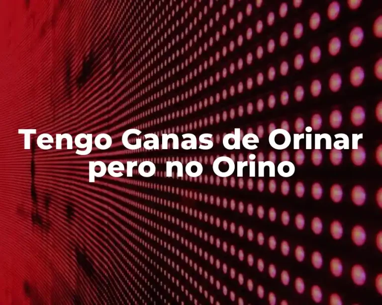 Tengo Ganas de Orinar pero no Orino