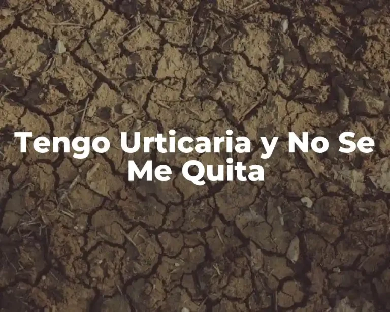 Tengo Urticaria y No Se Me Quita