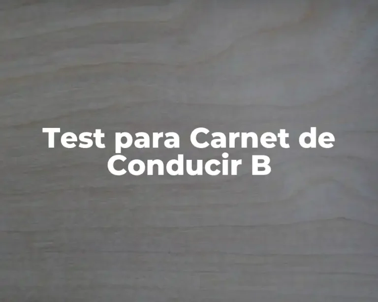 Test para Carnet de Conducir B