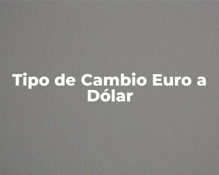 Tipo de Cambio Euro a Dólar