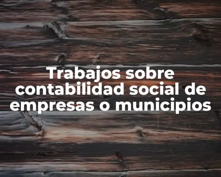Trabajos sobre contabilidad social de empresas o municipios