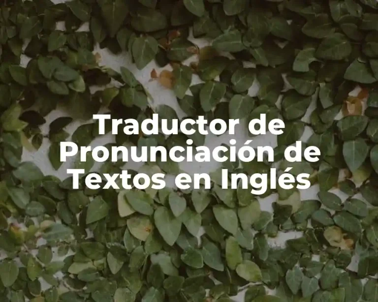 Traductor de Pronunciación de Textos en Inglés