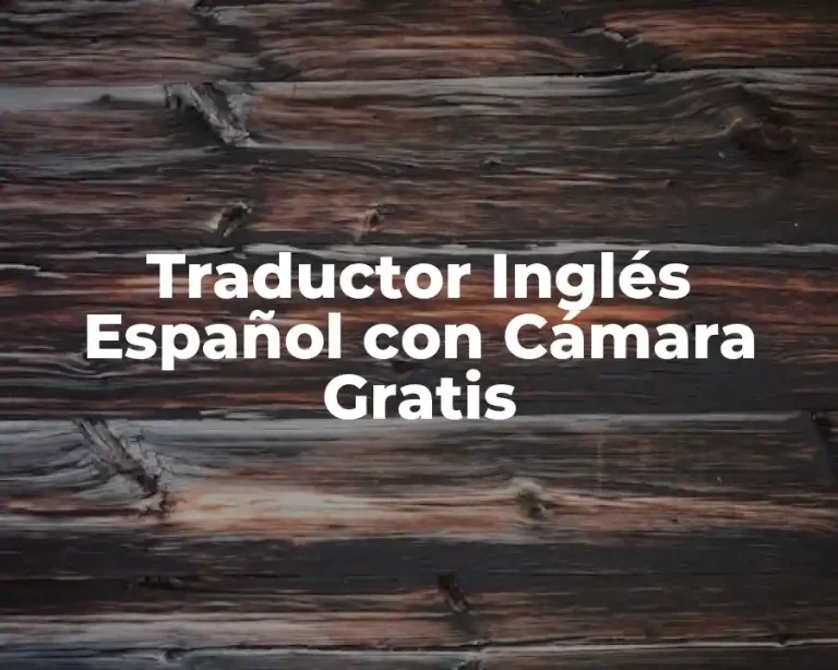 Traductor Inglés Español con Cámara Gratis