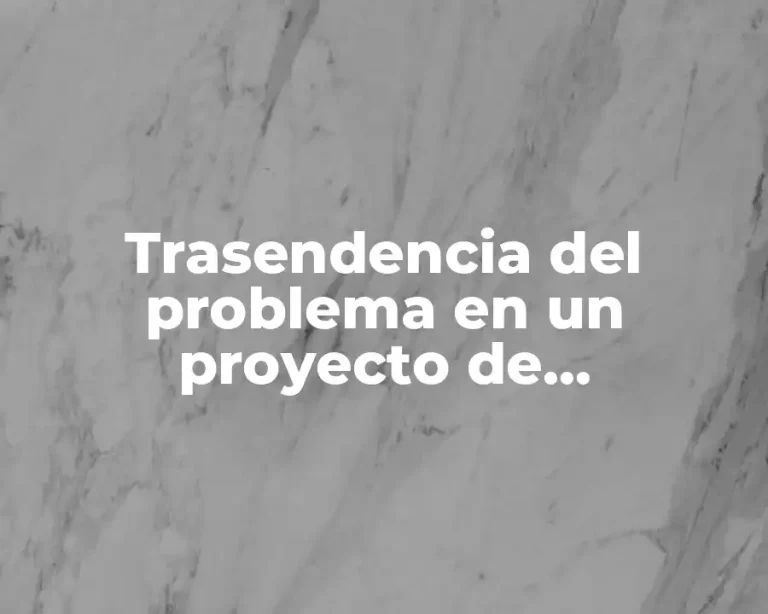 Trasendencia del problema en un proyecto de investigación