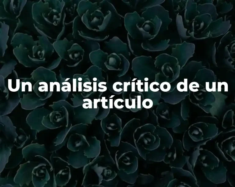 Un análisis crítico de un artículo