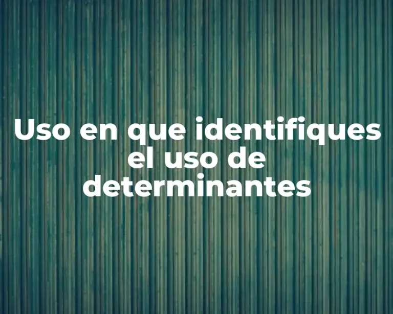 Uso en que identifiques el uso de determinantes