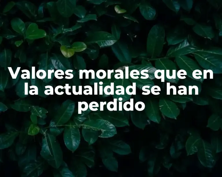 Valores morales que en la actualidad se han perdido