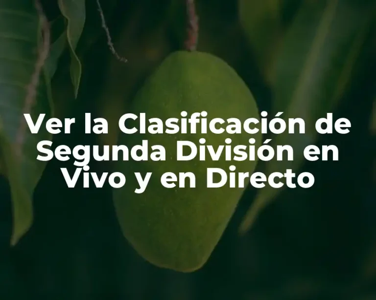 Ver la Clasificación de Segunda División en Vivo y en Directo