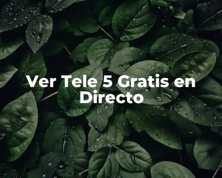 Ver Tele 5 Gratis en Directo