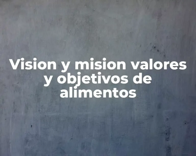 Vision y mision valores y objetivos de alimentos